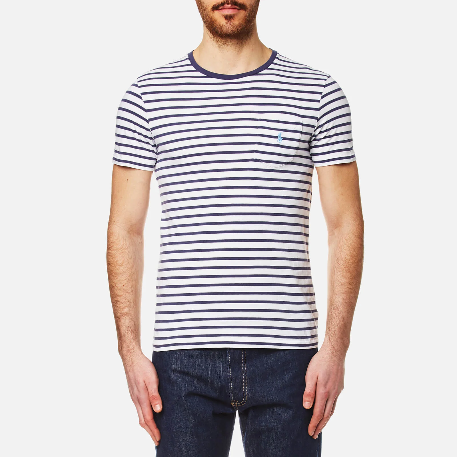 Polo Ralph Lauren Men's Pocket T-Shirt - White Stripe Image 1