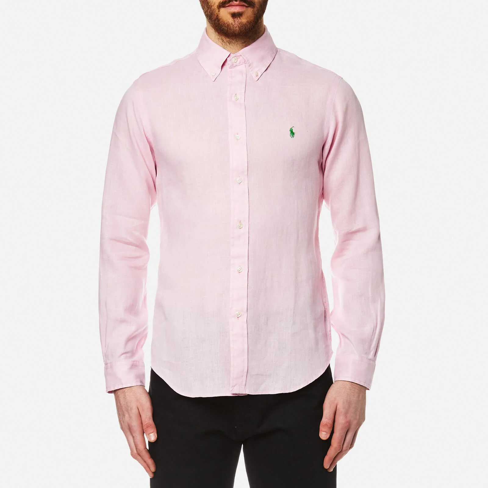 Polo Ralph Lauren Men's Linen Long Sleeve Slim Fit Shirt - Pink Image 1