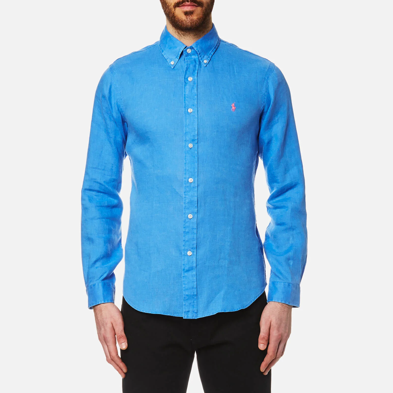 Polo Ralph Lauren Men's Linen Long Sleeve Slim Fit Shirt - Blue Image 1