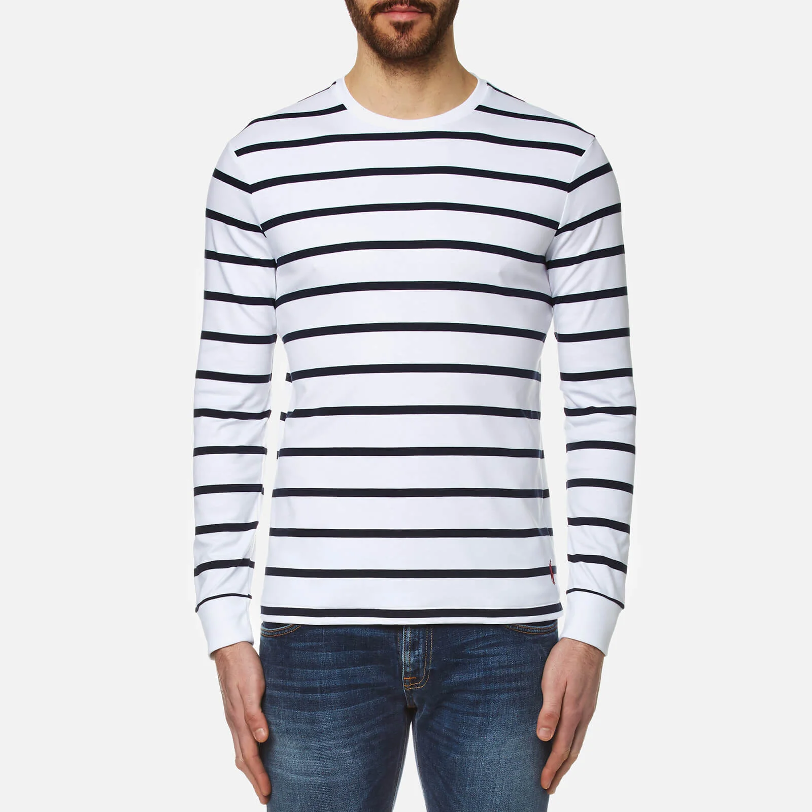 Polo Ralph Lauren Men's Long Sleeve Striped T-Shirt - White/Navy Image 1