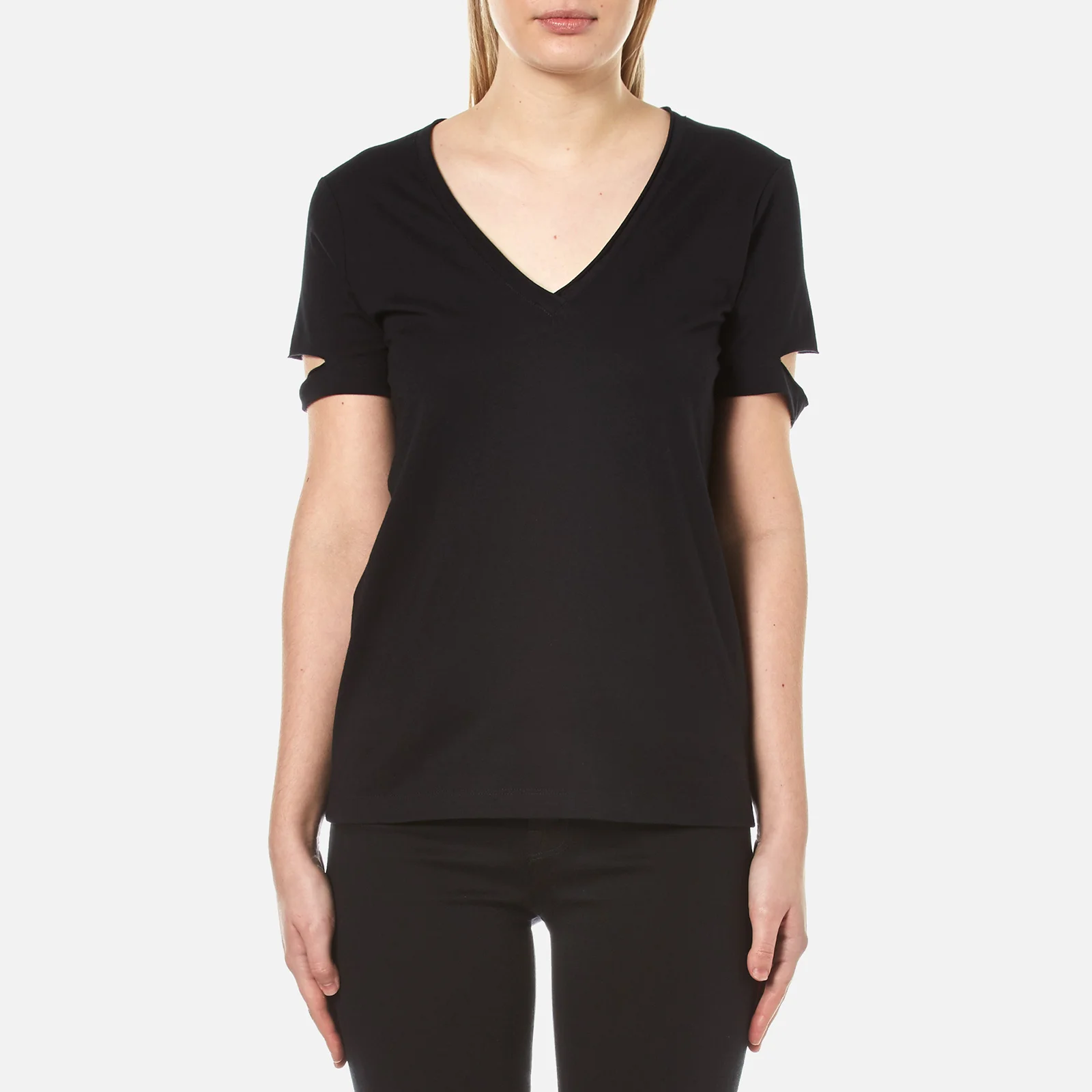 Helmut Lang Women's V-Neck Slash T-Shirt - Black Image 1