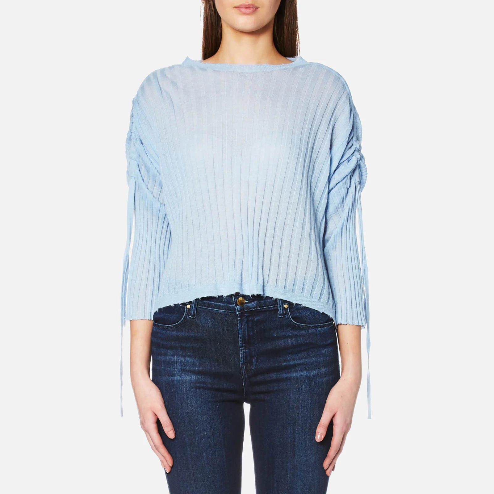 Helmut Lang Women's Gathered Sleeve Top - Wave Image 1