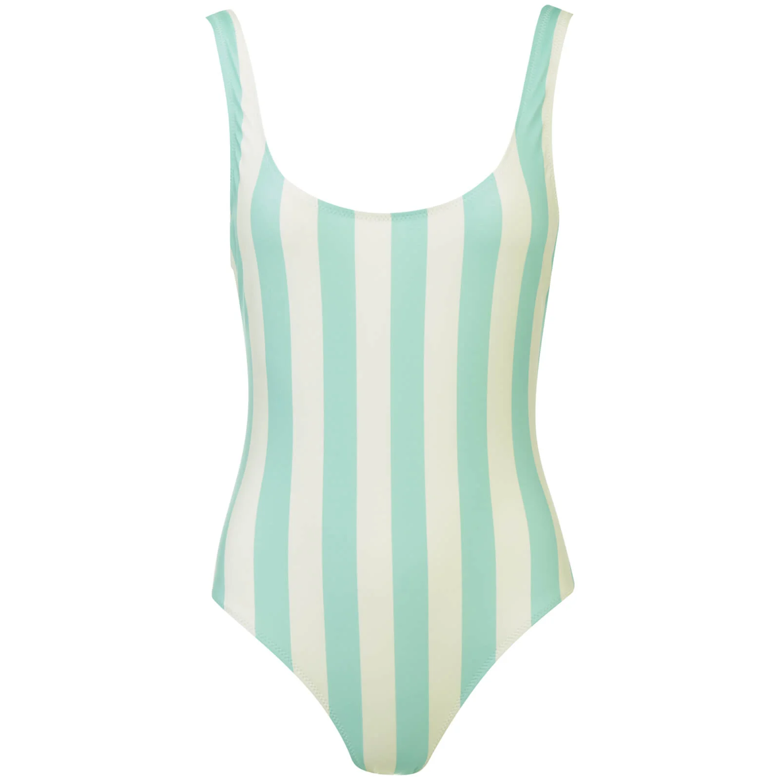 Solid & Striped Women's The Anne-Marie Swimsuit - Aqua/Cream Stripe Image 1