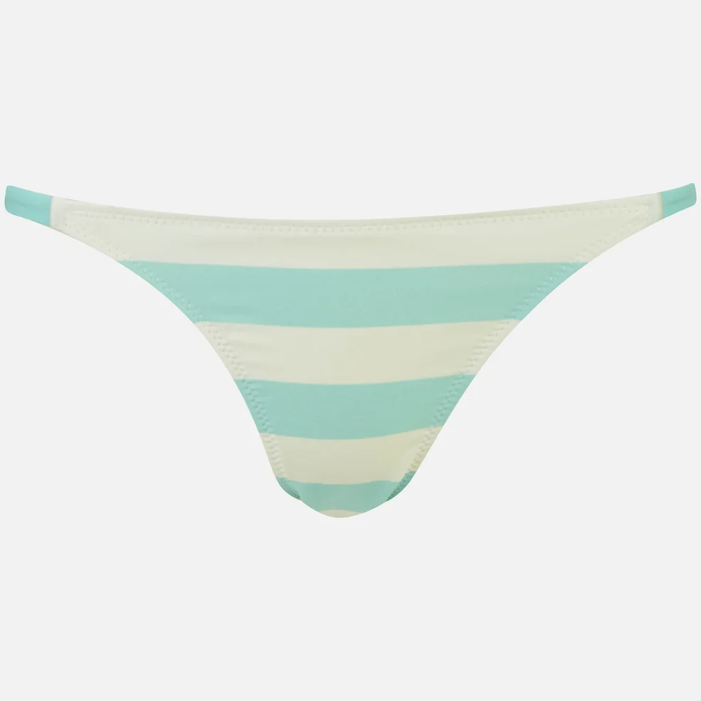 Solid & Striped Women's The Morgan Bikini Bottoms - Aqua/Cream Stripe Image 1