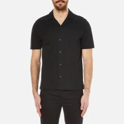 Folk Men's Textured Jersey Cuban Collar Shirt - Black