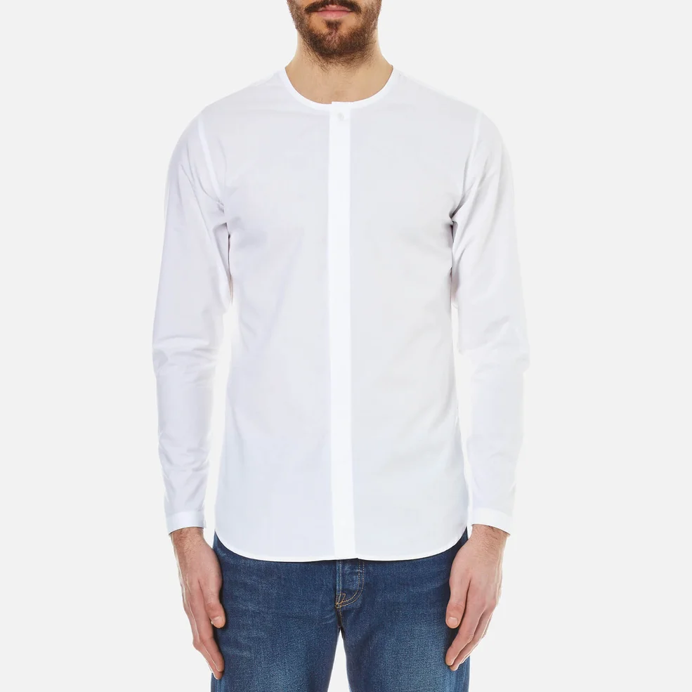 Folk Men's Collarless Shirt - White Image 1