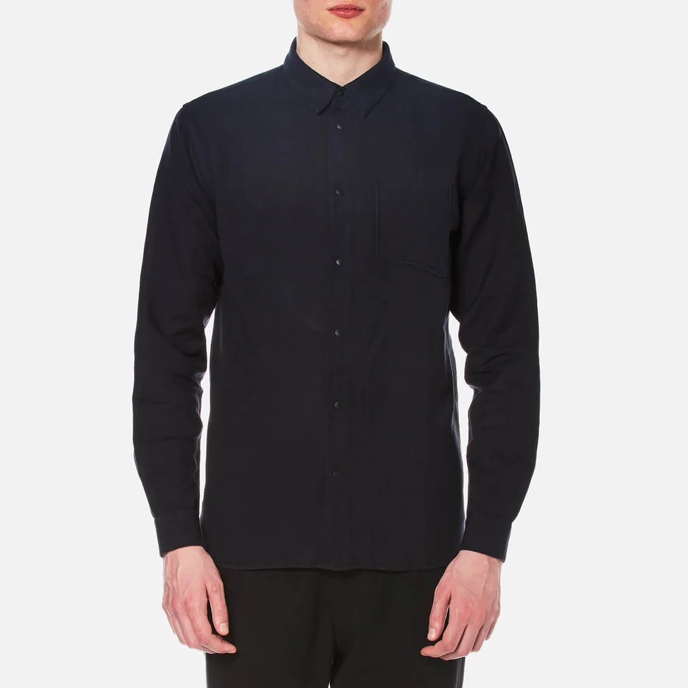 Folk Men's Long Sleeve Shirt - Soft Navy Image 1