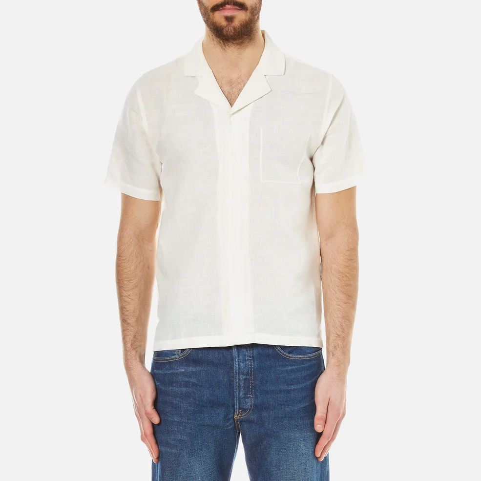 Folk Men's Linen Cuban Collar Shirt - White Image 1