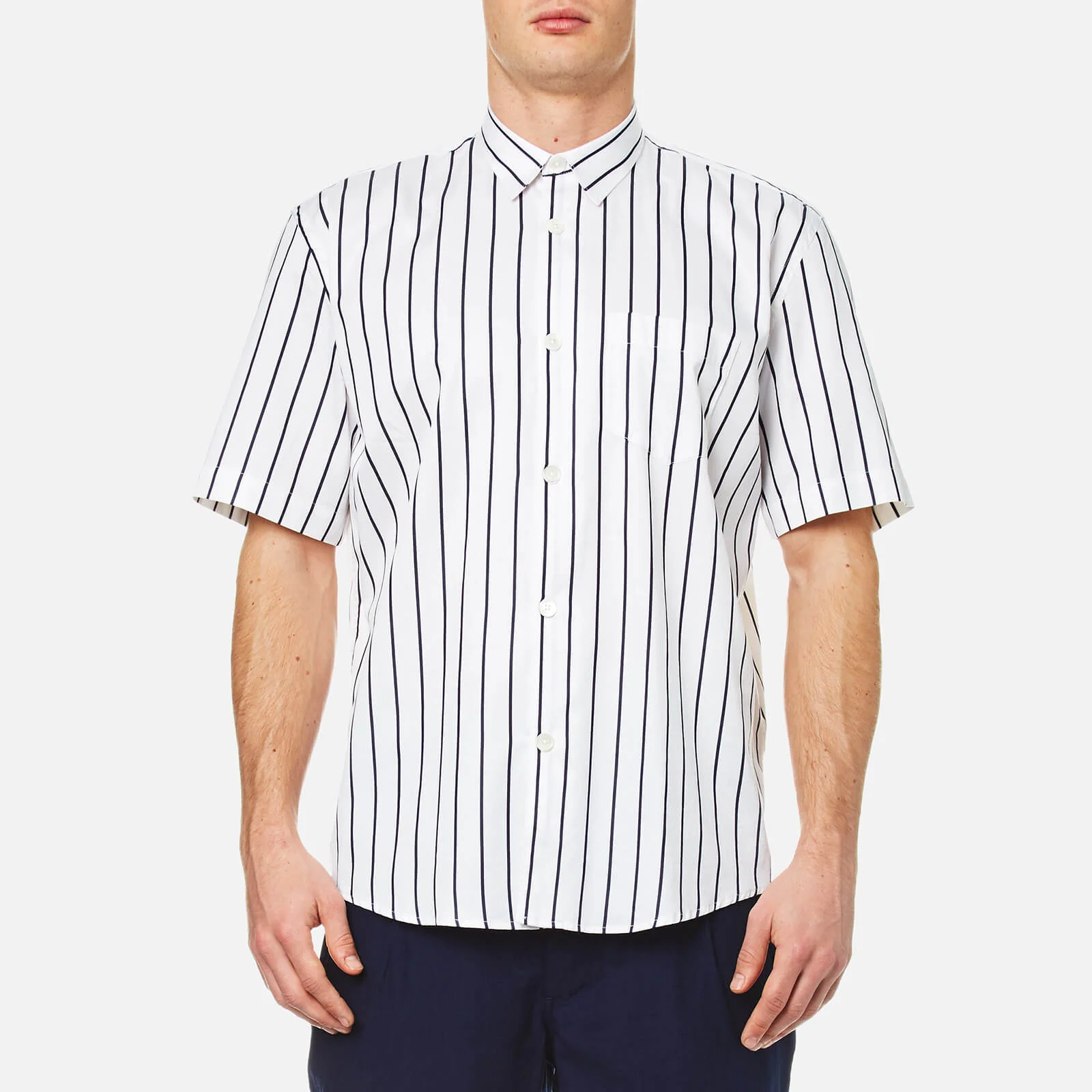 Our Legacy Men's Initial Short Sleeve Shirt - Blue/White Stripe Image 1