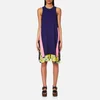 MSGM Women's Block Colour Floral Layer Midi Dress with Side Ties - Navy - Image 1