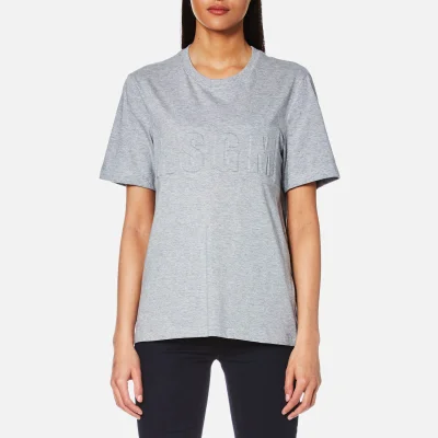 MSGM Women's Indented Logo Oversized T-Shirt - Grey