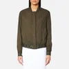 DKNY Women's Long Sleeve Bomber Jacket with Elastic Logo Trims - Military - Image 1