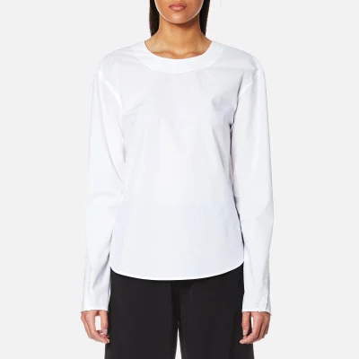 DKNY Women's Extra Long Sleeve Shirt with Open Back and Tie Closure - White