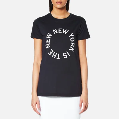 DKNY Women's Large New NY Logo Crew Neck T-Shirt - Classic Navy/White