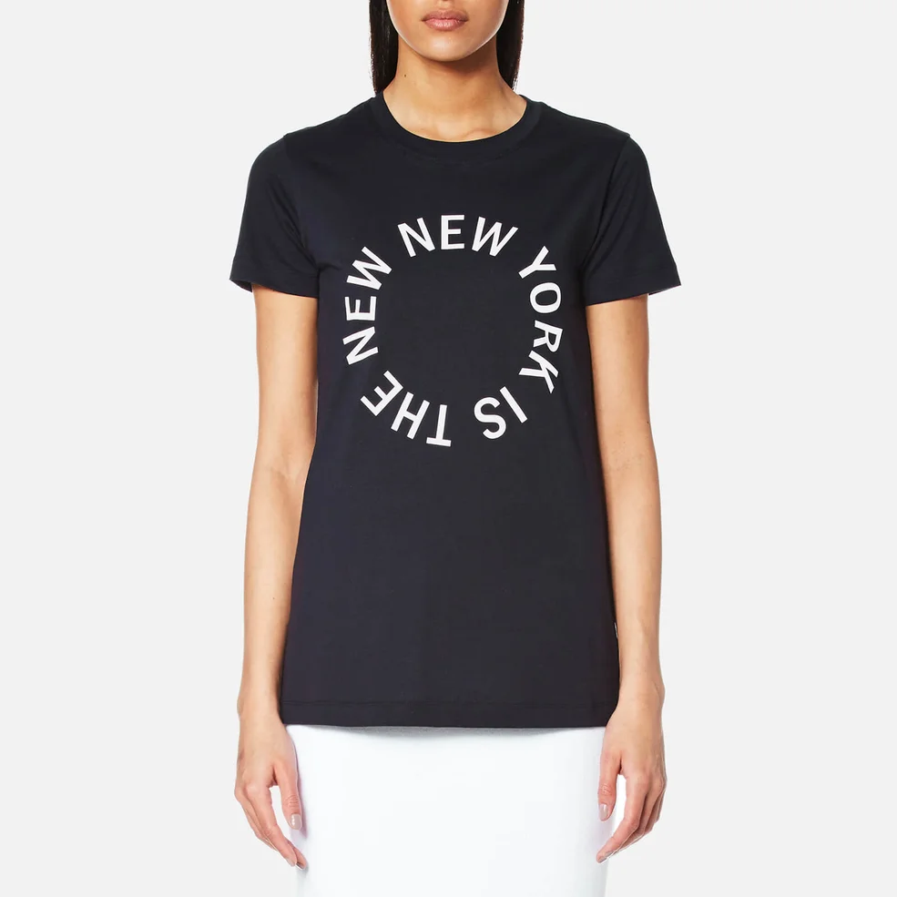 DKNY Women's Large New NY Logo Crew Neck T-Shirt - Classic Navy/White Image 1