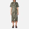DKNY Women's Short Sleeve Button Through Dress with Self Belt and Step Hem - Military - Image 1
