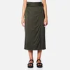 DKNY Women's Wrap Skirt with Side Buttons and Self Belt - Military - Image 1