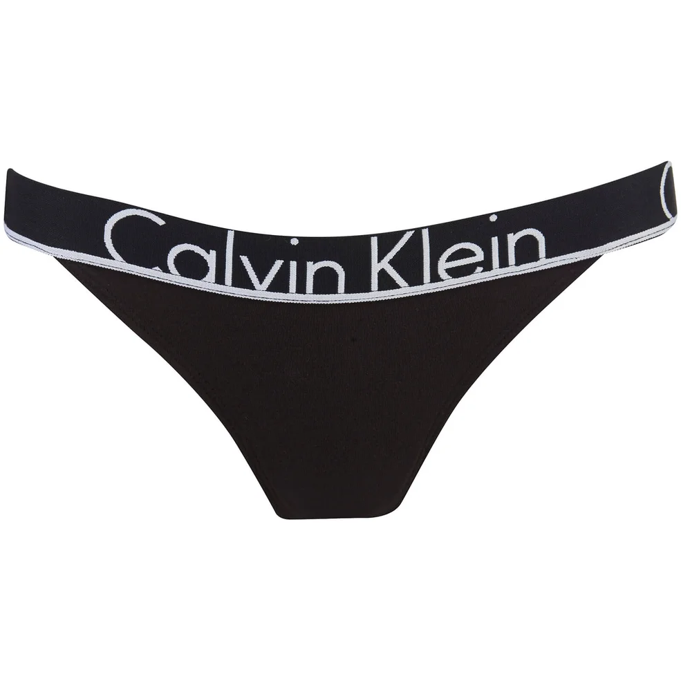 Calvin Klein Women's Thick Band Tanga Briefs - Black Image 1