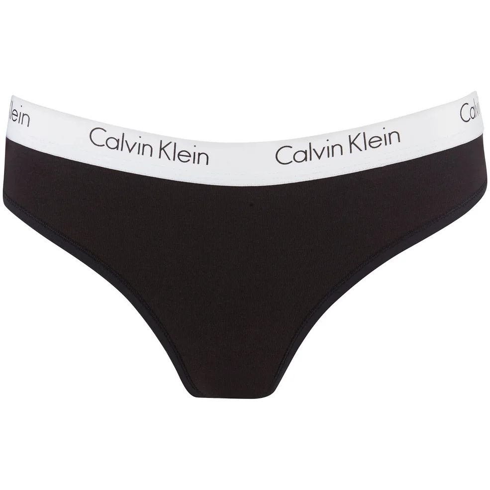Calvin Klein Women's Ck One Logo Thong - Black Image 1