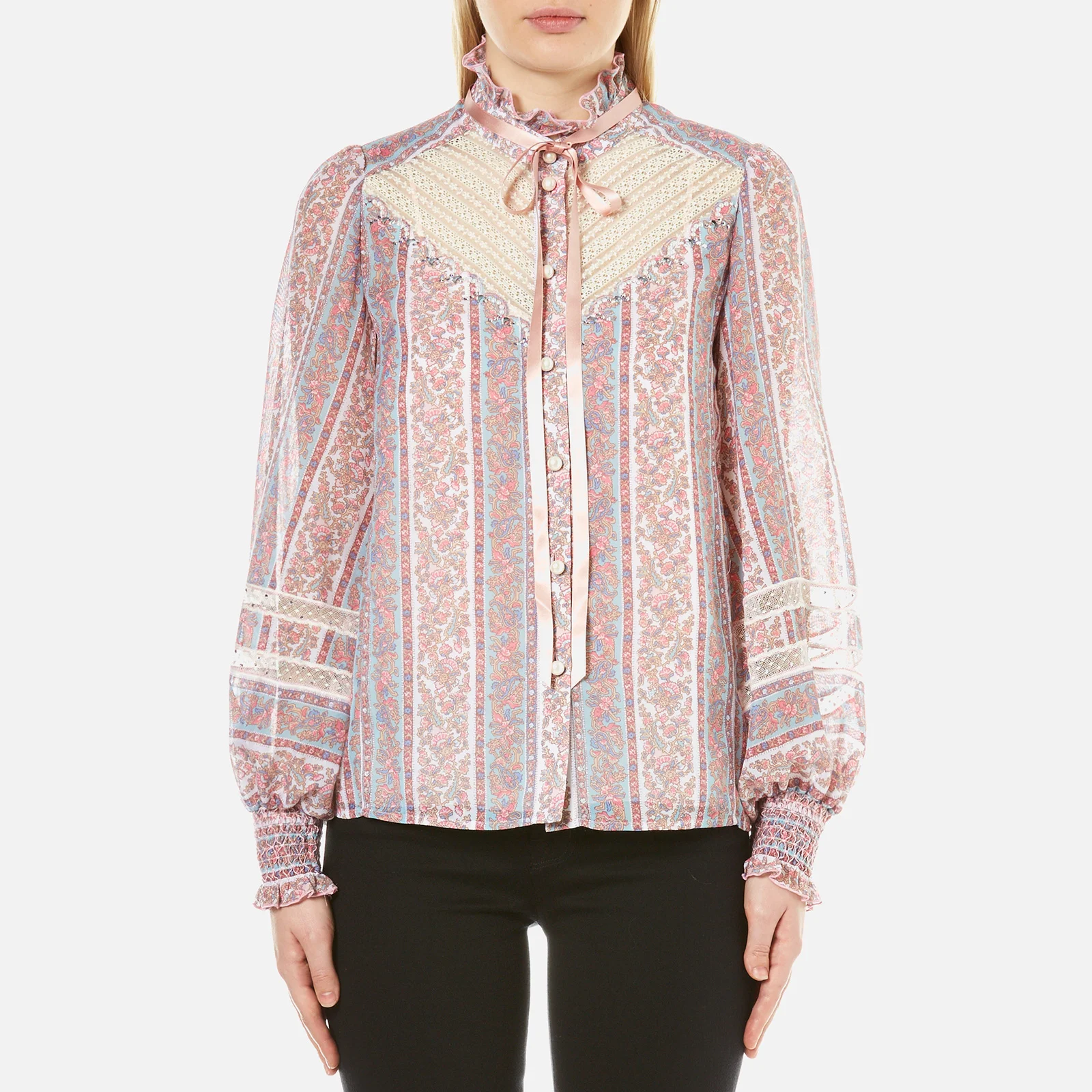 Marc Jacobs Women's Semi Embellished Button Down Blouse - White/Multi Image 1