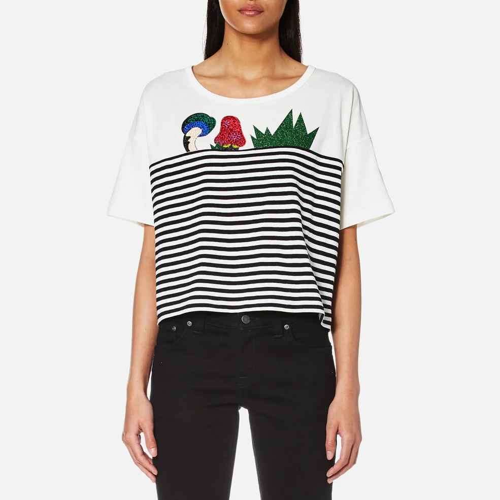 Marc Jacobs Women's Cropped Mini Stripe Julie T-Shirt - Black/Multi Image 1