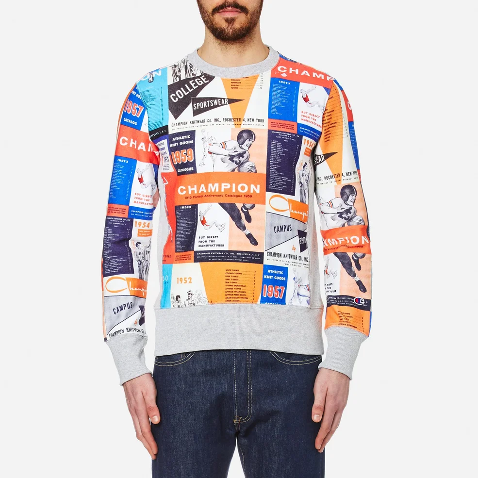 Champion Men's Reverse Weave All Over Print Sweatshirt - Multi Image 1