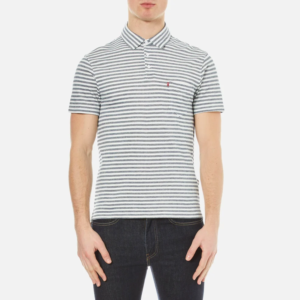 Levi's Men's Short Sleeve Sunset Polo Shirt - Indigo Pique Stripe Image 1