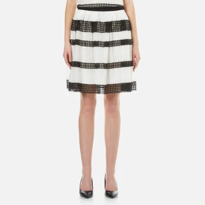 MICHAEL MICHAEL KORS Women's Stripe Lace Full Skirt - Black