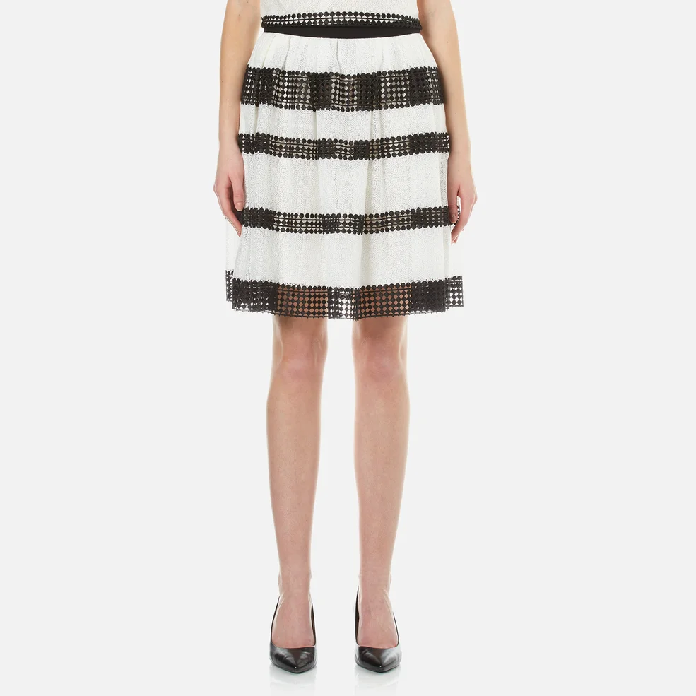 MICHAEL MICHAEL KORS Women's Stripe Lace Full Skirt - Black Image 1