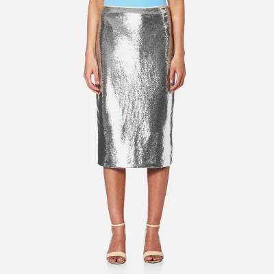 Diane von Furstenberg Women's Midi Sequin Pencil Skirt - Silver/Nectar