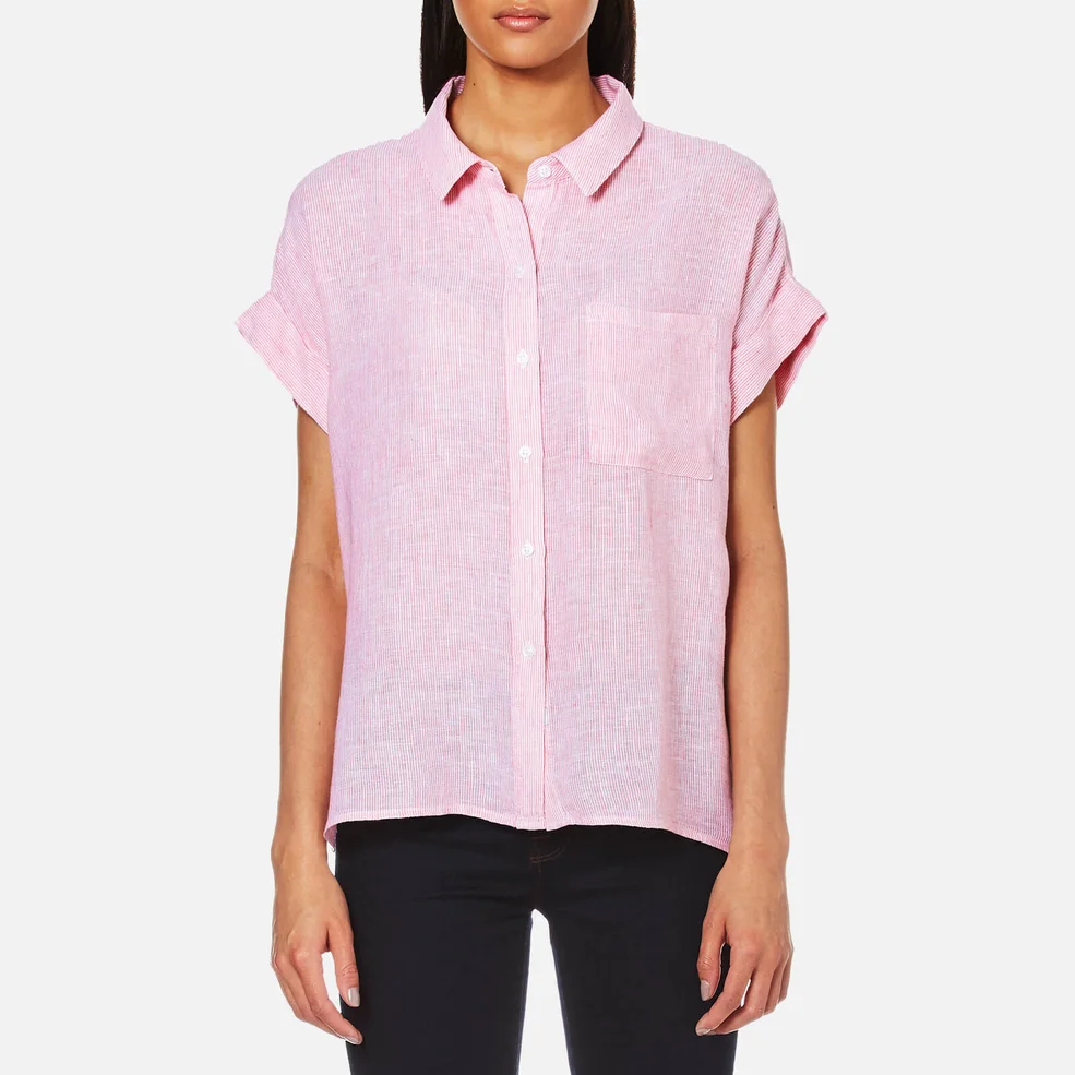 Rails Women's Whitney Short Sleeve Shirt - Melon/White Stripe Image 1