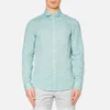 Michael Kors Men's Slim Yarn Dye Linen Solid Long Sleeve Shirt - Lagoon - Image 1