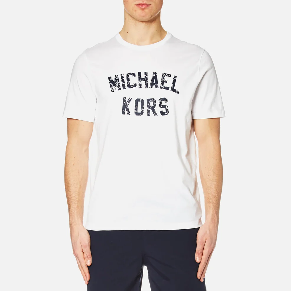 Michael Kors Men's Varsity Text Graphic Michael Kors Logo T-Shirt - White Image 1