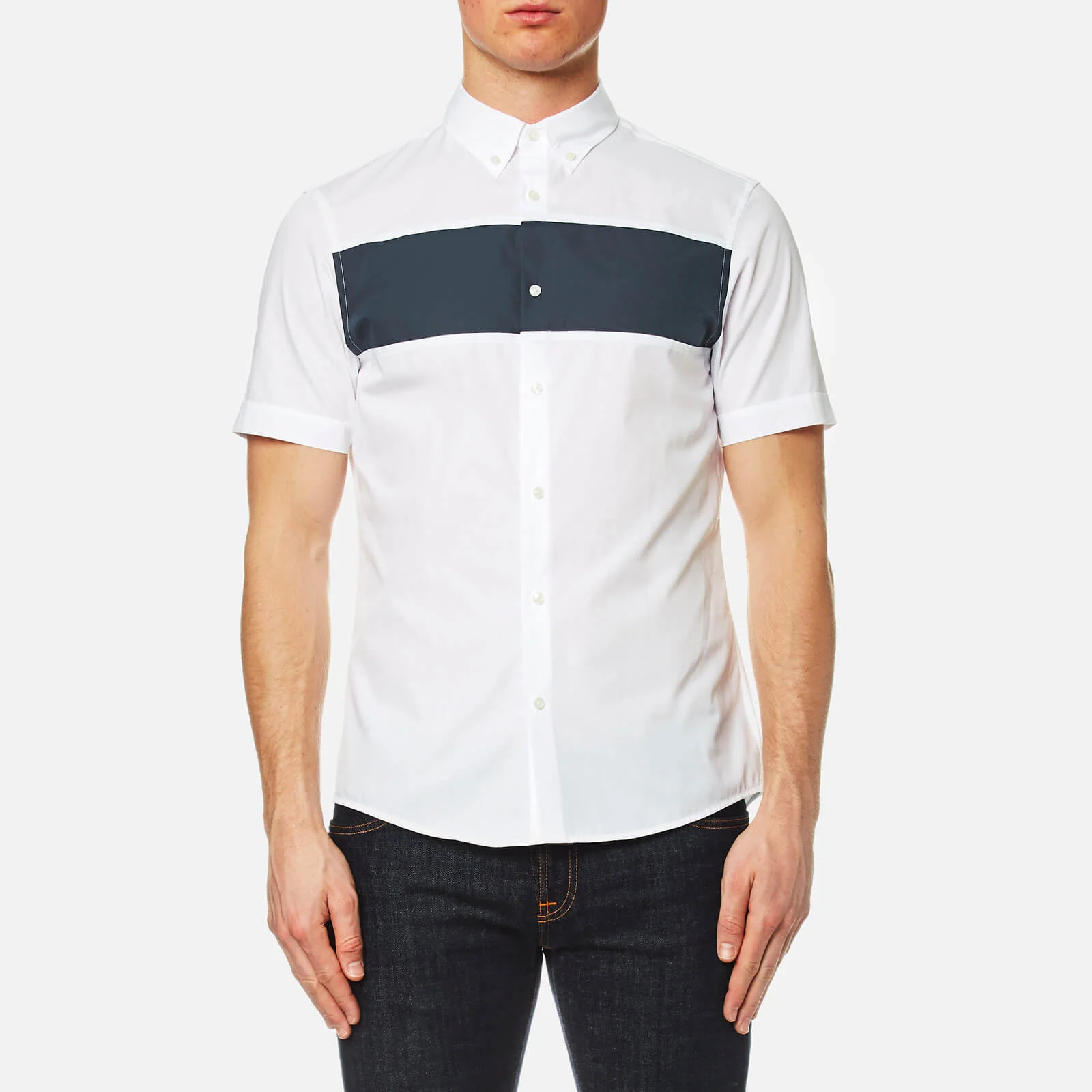 Michael Kors Men's Short Sleeve Colour Block Shirt - White Image 1
