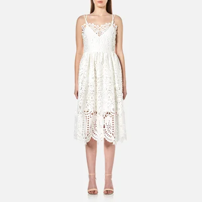 Perseverance Women's Baroque Guipure Lace Double Strap Midi Dress - Off White