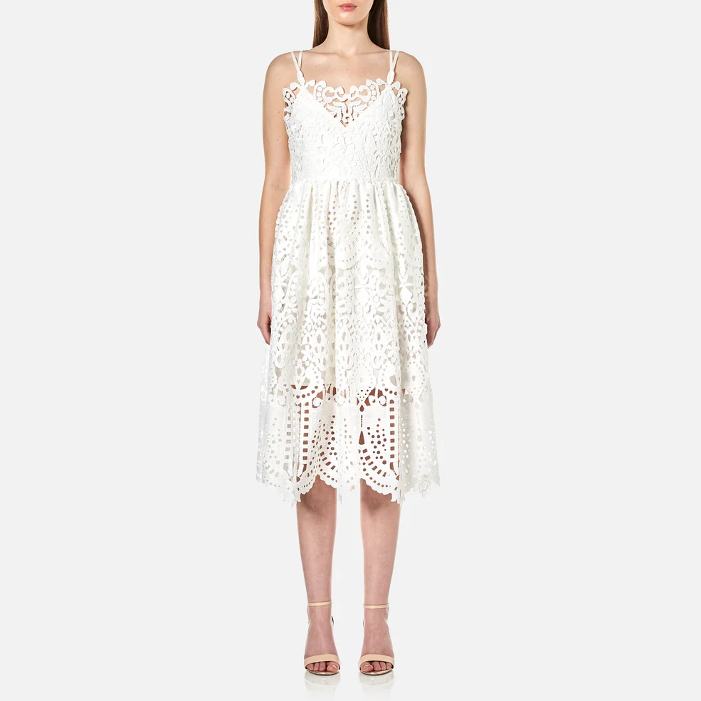 Perseverance Women's Baroque Guipure Lace Double Strap Midi Dress - Off White Image 1