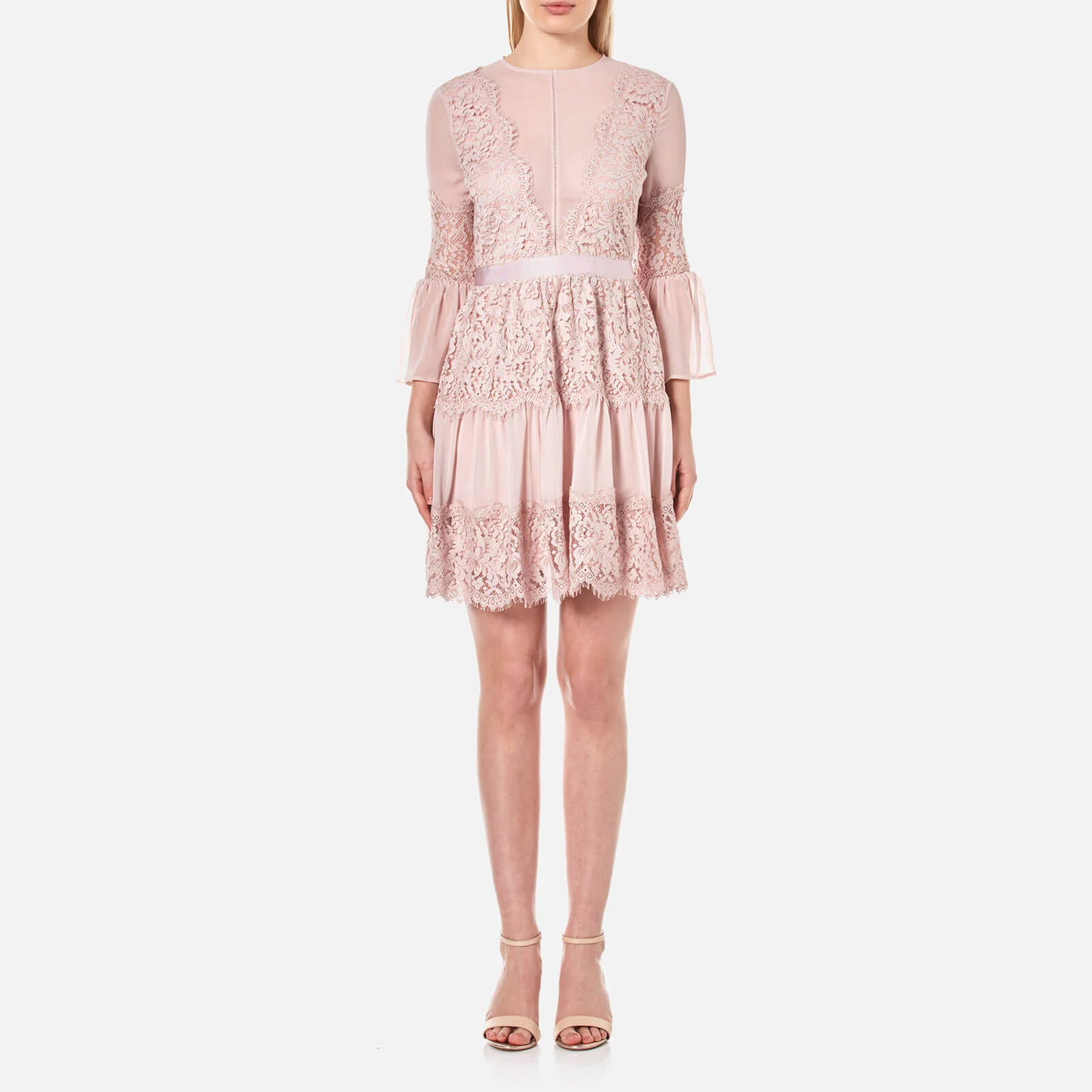 Perseverance Women's Scallop Cotton Lace Panelled Mini Dress - Dusty Pink Image 1