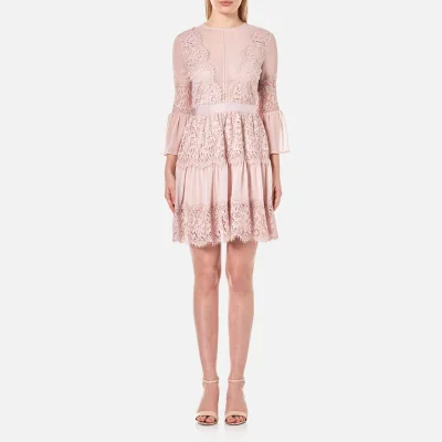 Perseverance Women's Scallop Cotton Lace Panelled Mini Dress - Dusty Pink