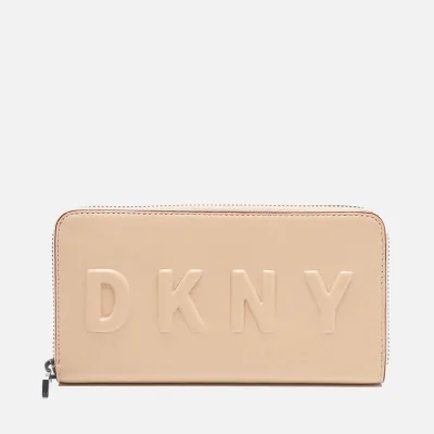 DKNY Women's Debossed Large Zip Around Wallet - Nude