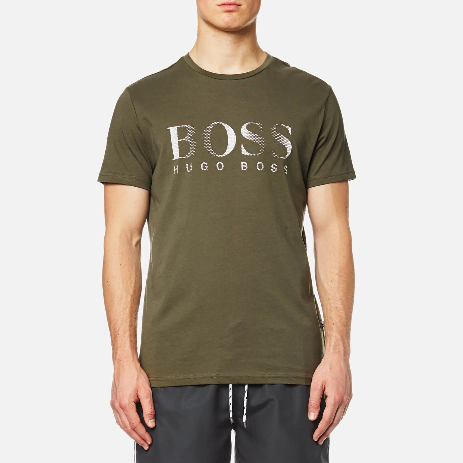 BOSS Hugo Boss Men's Large Logo Swim T-Shirt - Dark Green Image 1