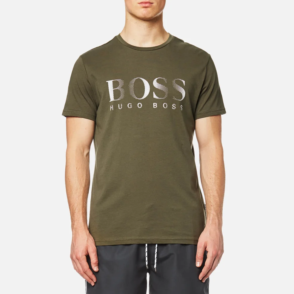 BOSS Hugo Boss Men's Large Logo Swim T-Shirt - Dark Green Image 1