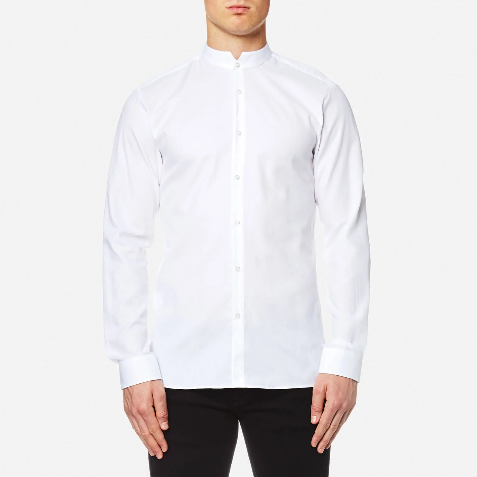 HUGO Men's Elvor Mandarin Collar Shirt - White Image 1