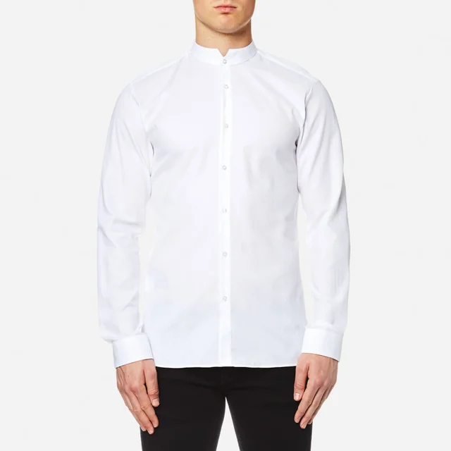 HUGO Men's Elvor Mandarin Collar Shirt - White