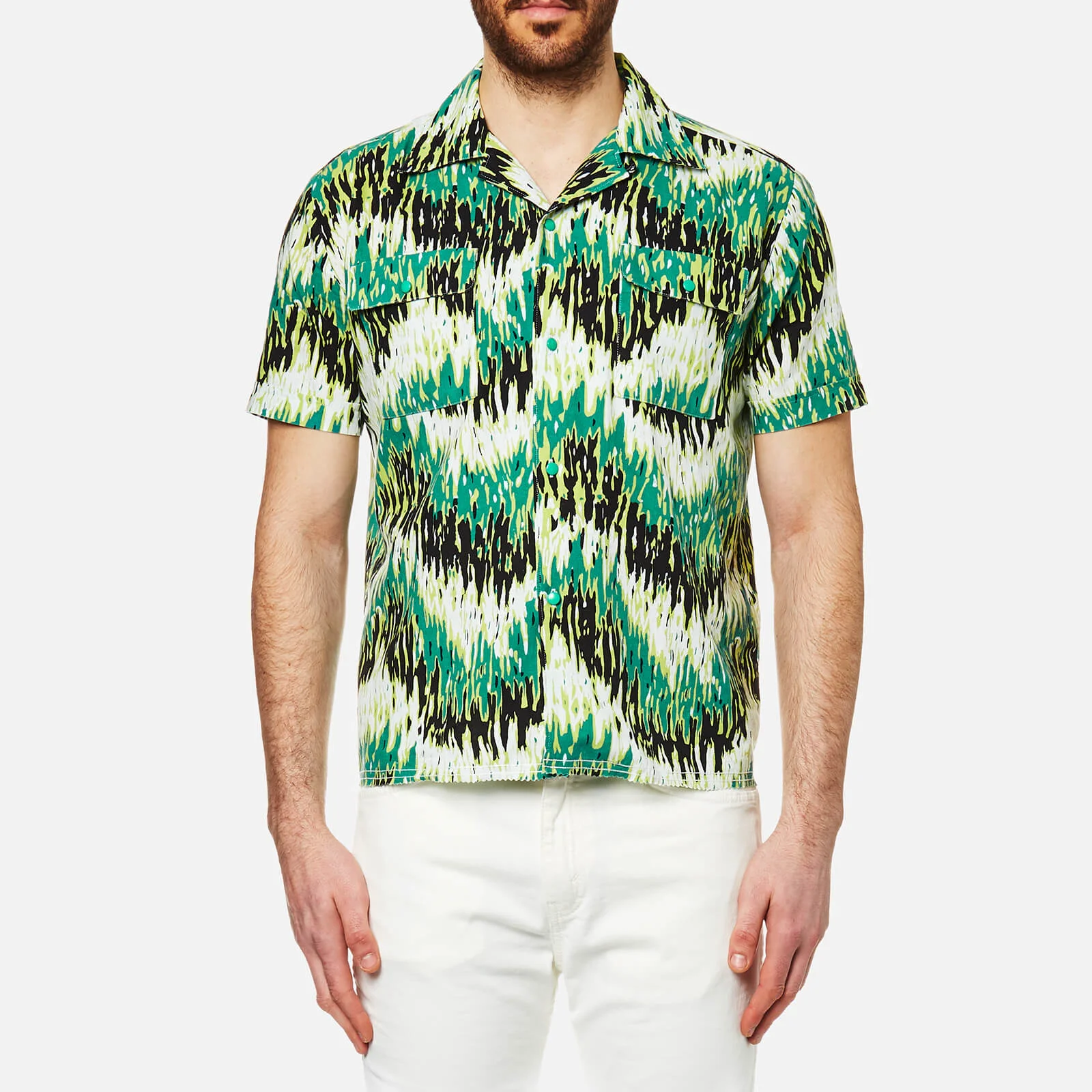Levi's Vintage Men's Spread Collar Short Sleeve Shirt - Green Haze Multi Pattern Image 1
