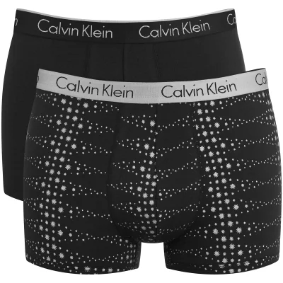 Calvin Klein Men's CK One Cotton Holiday 2 Pack Trunk Boxers - Celestial Print Iron Ore Black