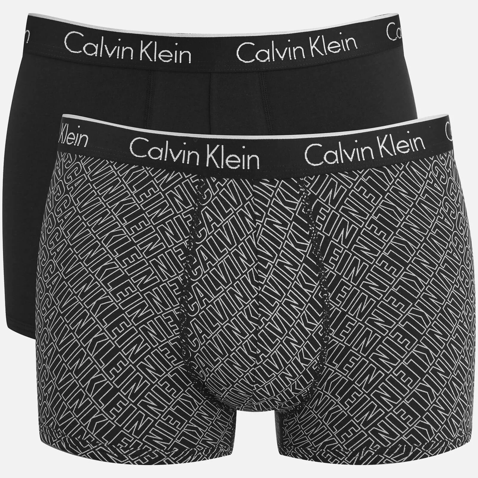 Calvin Klein Men's CK One Cotton 2 Pack Trunks - Chevron Logo B&W Black Image 1