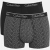 Calvin Klein Men's CK One Cotton 2 Pack Trunks - Chevron Logo B&W Black - Image 1