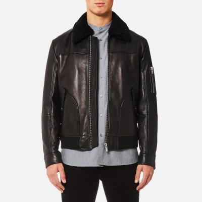 HUGO Men's Lannson Leather Jacket - Black
