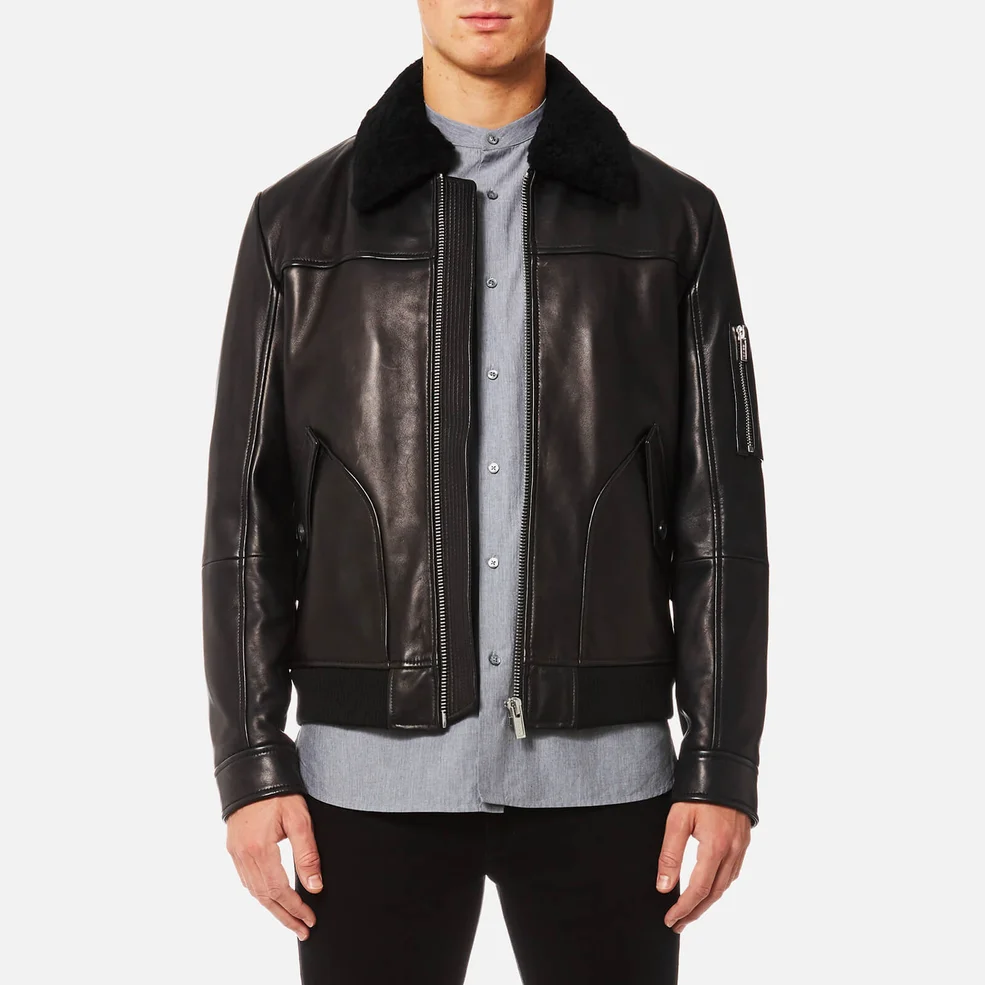 HUGO Men's Lannson Leather Jacket - Black Image 1