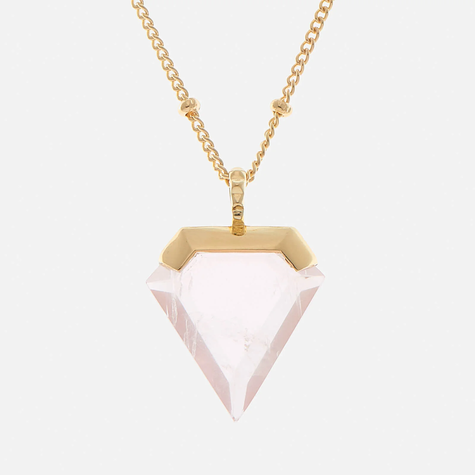Missoma Women's Rose Quartz Shield Pendant and Gold Beaded Chain - Gold/Pink Image 1